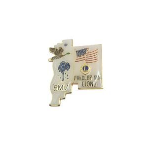 Vintage Lions Club Pin Fridley MN 5M7 USA Flag Duck Enamel Lapel Made in Taiwan